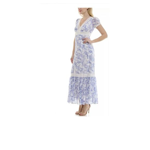 Taylor Dresses & Skirts - Women’s Taylor Tiered V-Neck Fit And Flare Lace Detail Maxi Dress Size 16